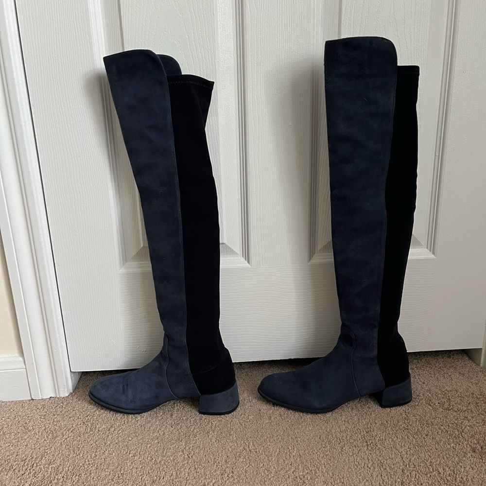 Stuart Weitzman FIFO Navy Suede Boots